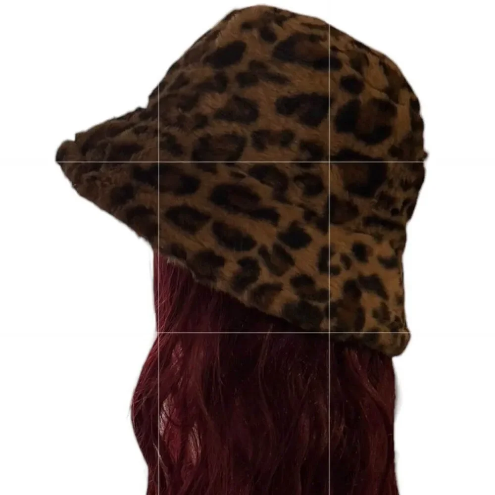 Brown Leopard Fluffy Bucket Hat - NWT